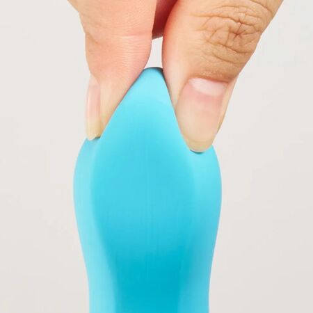 Голубой вибратор с подвижной головкой iroha Fit+ Aonami - 18 см.